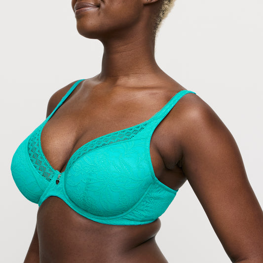 Primadonna Twist Palermo plunge bh halve mousse cups Sunny Teal