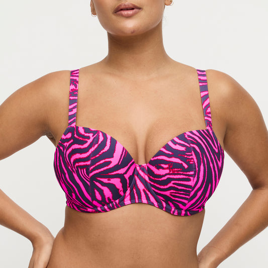 Primadonna Swim Malabo voorgevormde balconette bikini hot pink zebra