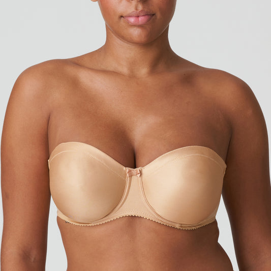 Primadonna Satin strapless bh zonder mousse cognac