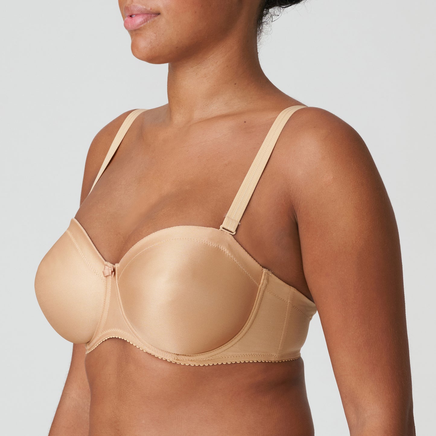 Primadonna Satin strapless bh zonder mousse cognac