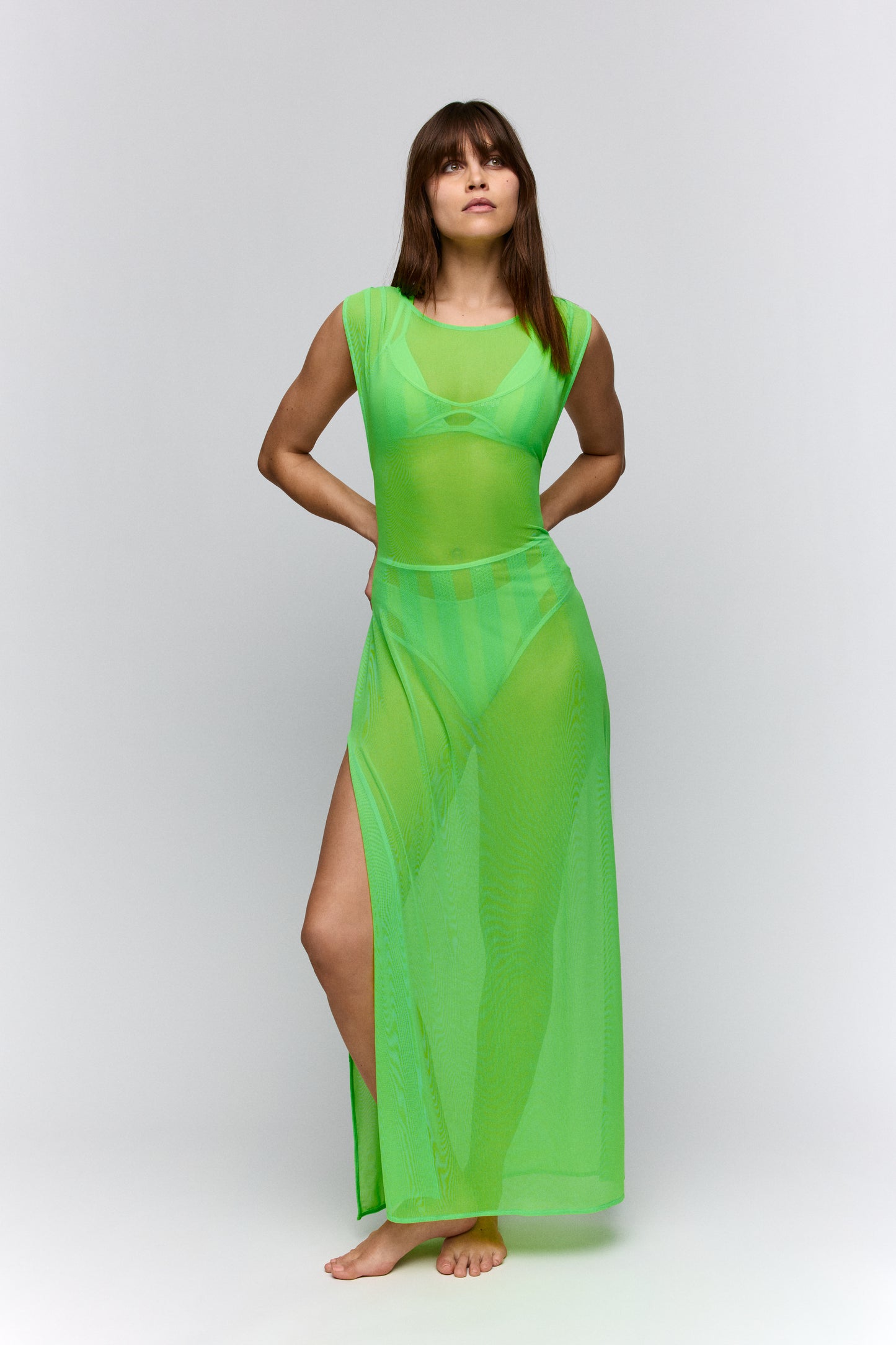 Sarda Swim Sha badmode lange jurk neon