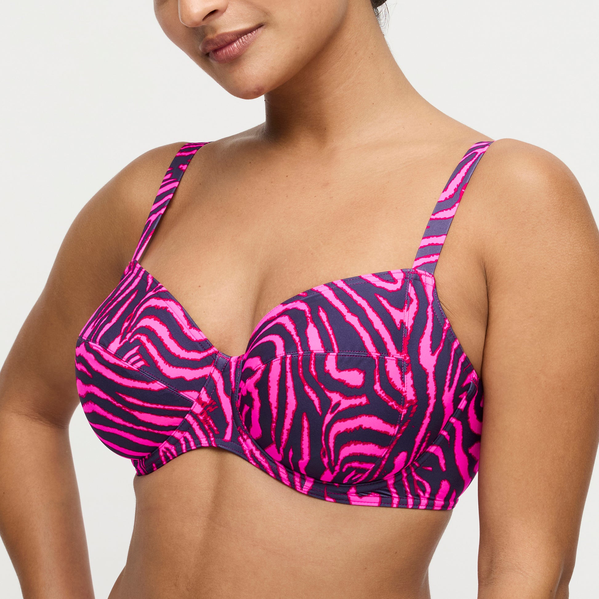 Primadonna Swim Malabo volle cup bikinitop hot pink zebra