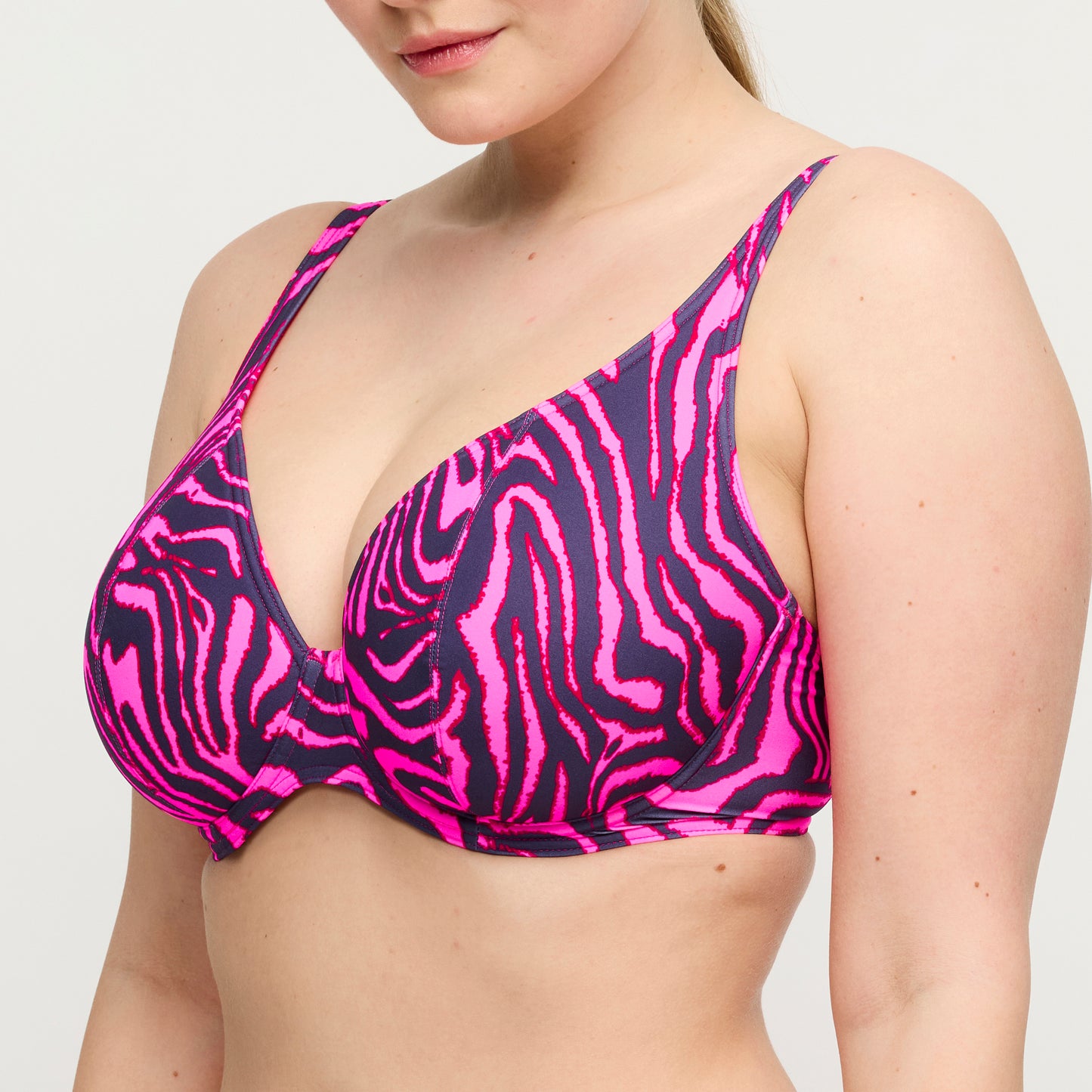 Primadonna Swim Malabo voorgevormde plunge bikinitop hot pink zebra