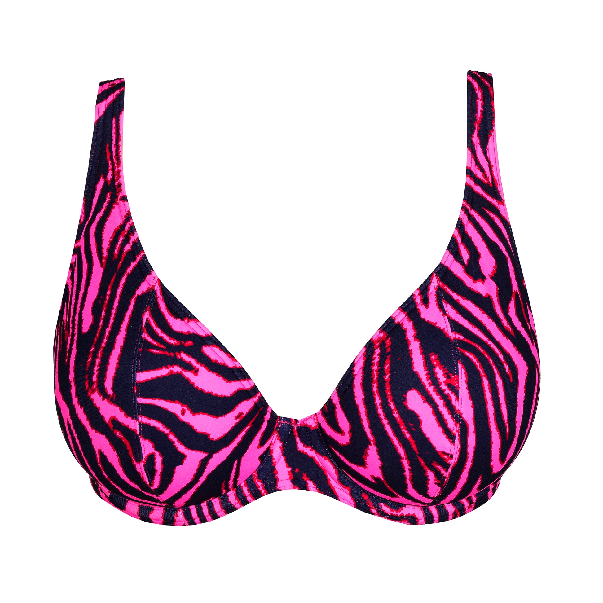 Primadonna Swim Malabo voorgevormde plunge bikinitop hot pink zebra
