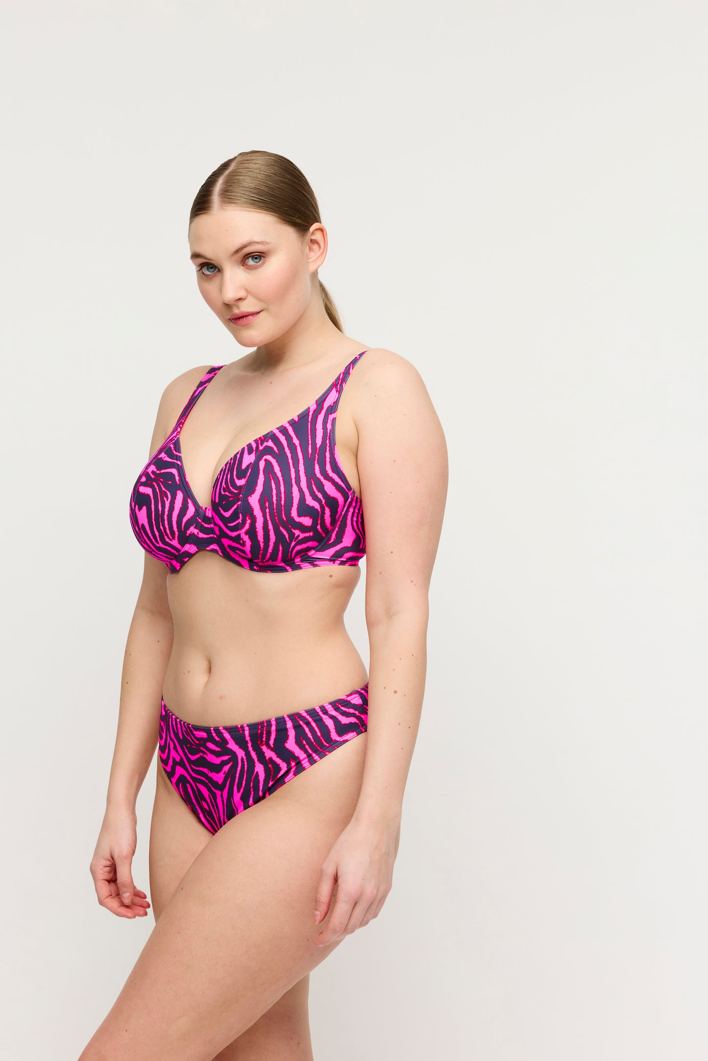 Primadonna Swim Malabo voorgevormde plunge bikinitop hot pink zebra