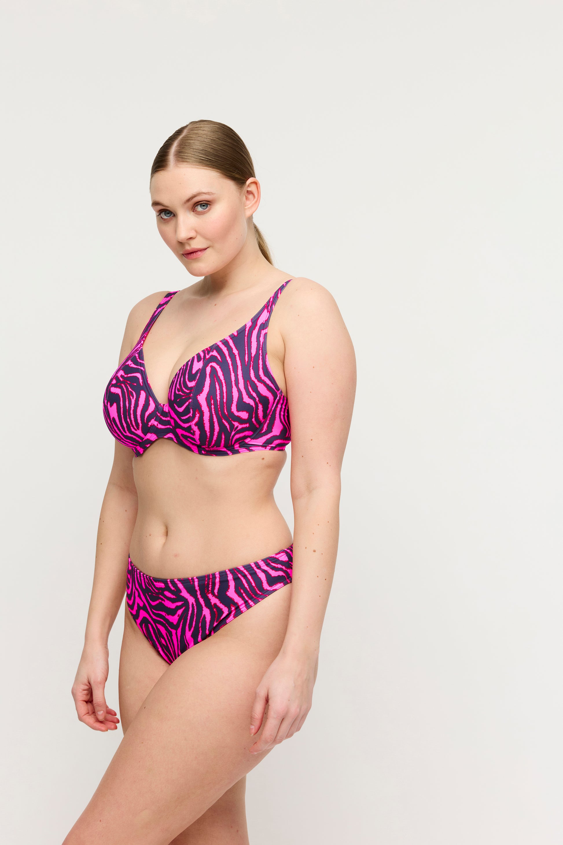 Primadonna Swim Malabo voorgevormde plunge bikinitop hot pink zebra