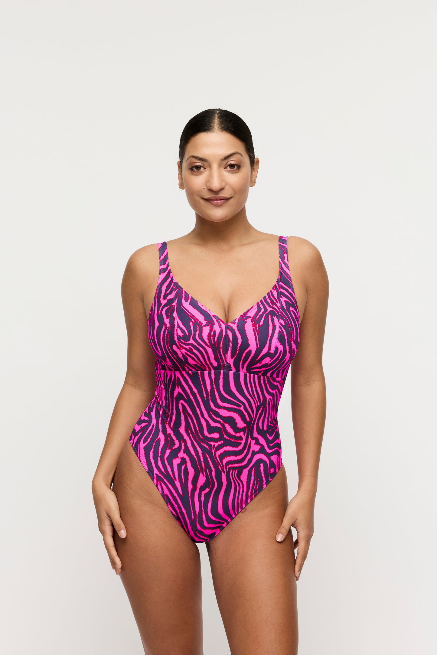 Primadonna Swim Malabo plunge badpak zonder beugels hot pink zebra