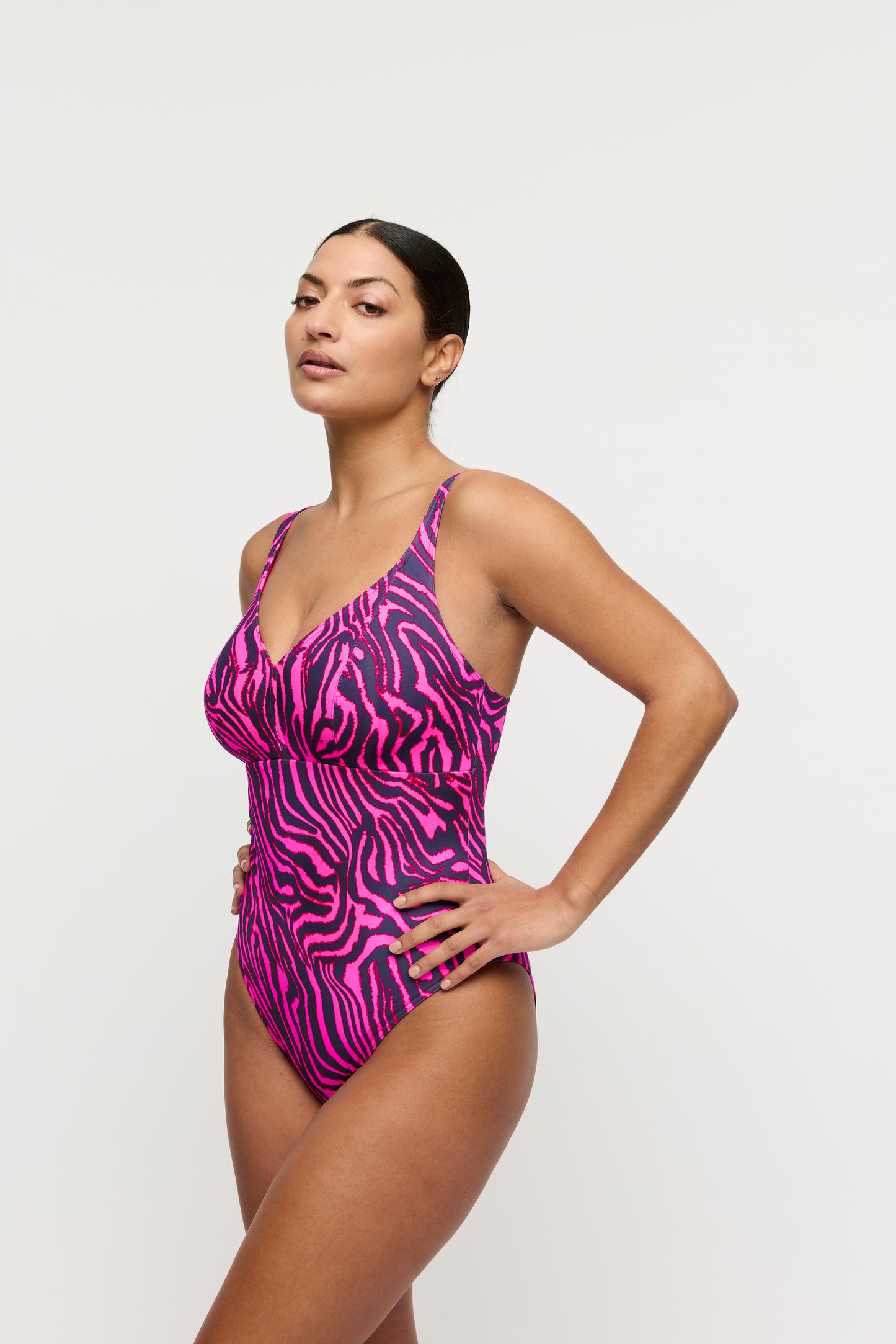 Primadonna Swim Malabo plunge badpak zonder beugels hot pink zebra
