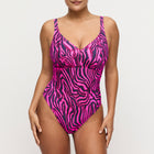 Primadonna Swim Malabo plunge badpak zonder beugels hot pink zebra