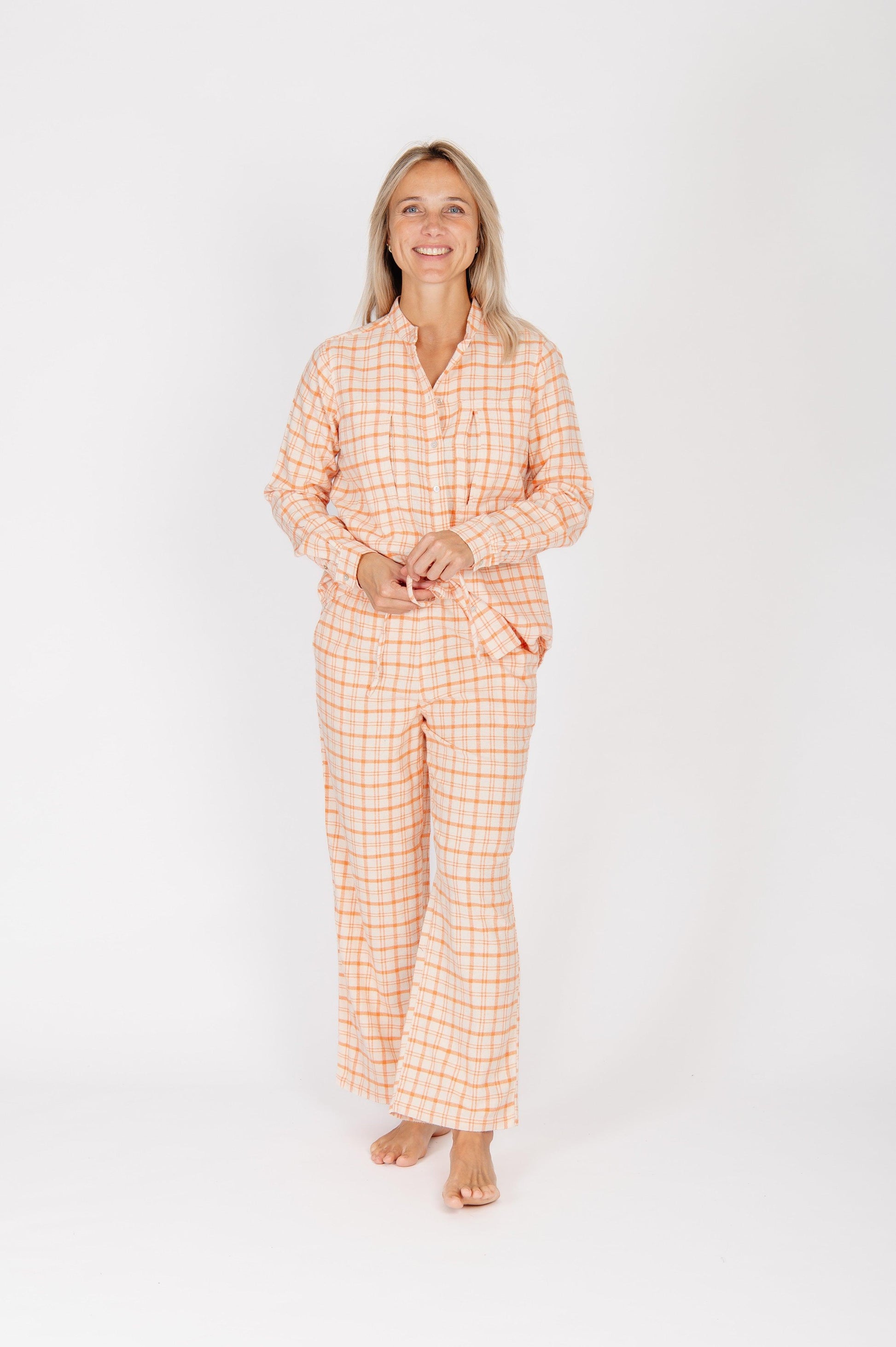 Dorélit Jasmijn+Alkes Pyjama Check Tangerine - Lingerie Valentijn