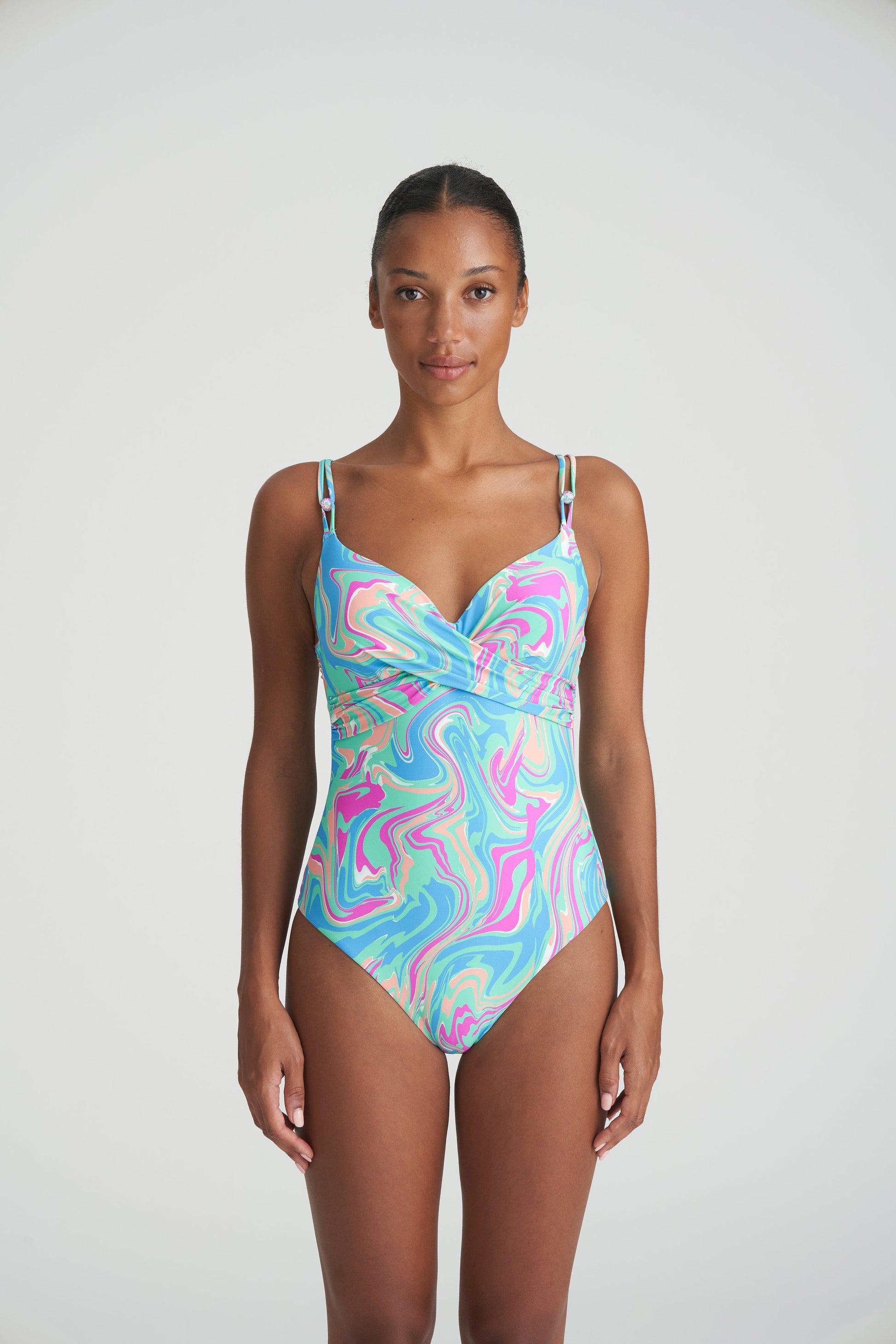 Marie Jo Swim Arubani voorgevormd plunge badpak Ocean Swirl - Lingerie Valentijn